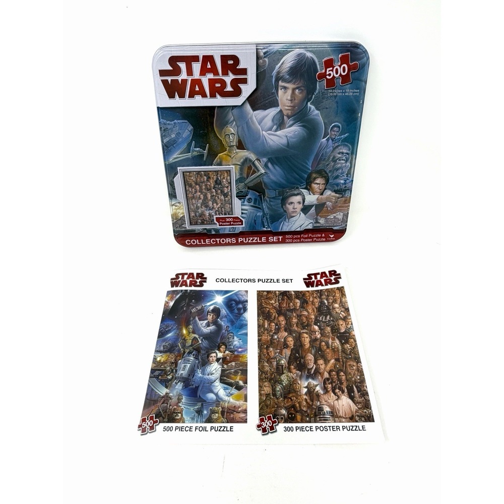 Star Wars Collectors Puzzle Set Tin 500 Pc Foil Puzzle Missing 2 Pieces + 300 - Picture 6 of 9